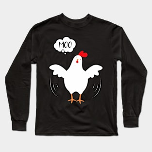 MOO Funny Cow Chicken Long Sleeve T-Shirt